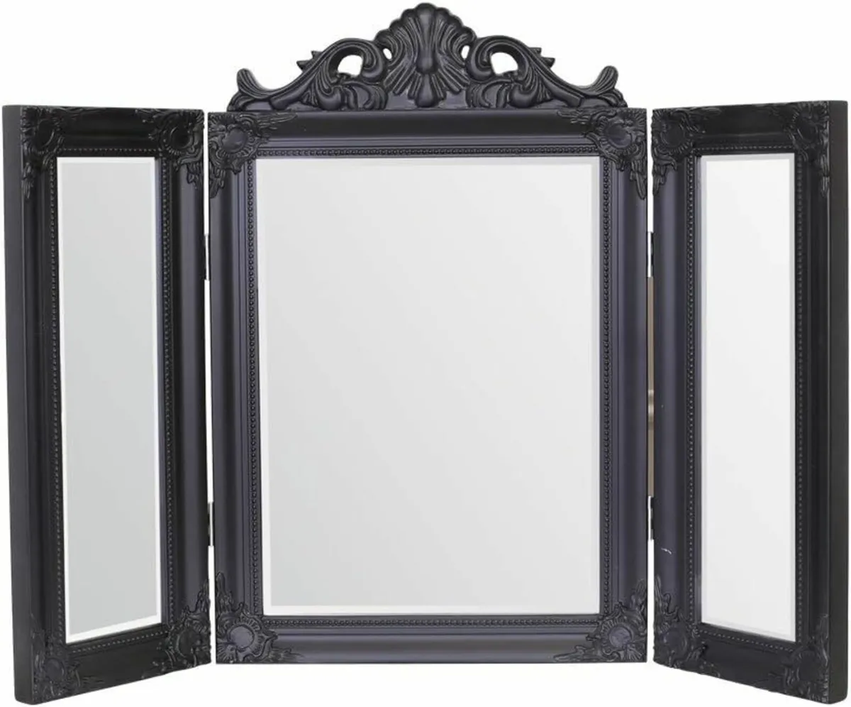 Fold Dressing Table Standing Makeup Mirror Black - Image 2