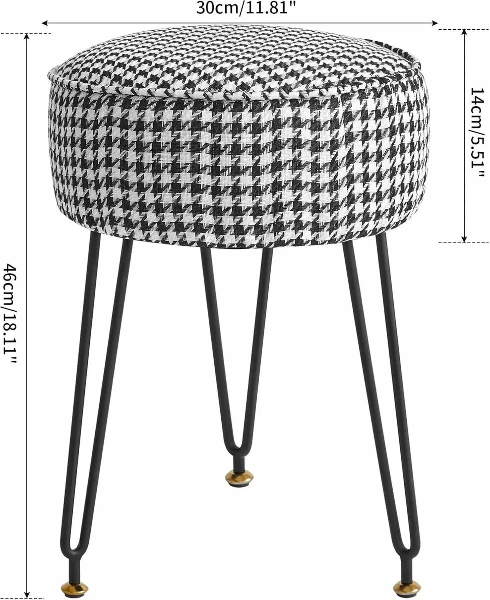 Round Footrest Ottoman, Makeup Vanity Stool - Image 2