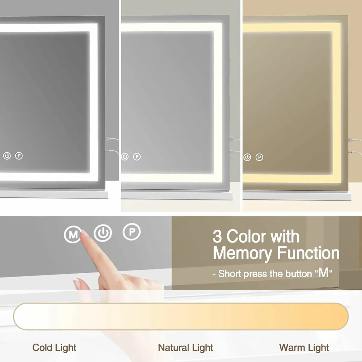 Hollywood Vanity Mirror & Lights, 58 x 48cm - Image 4