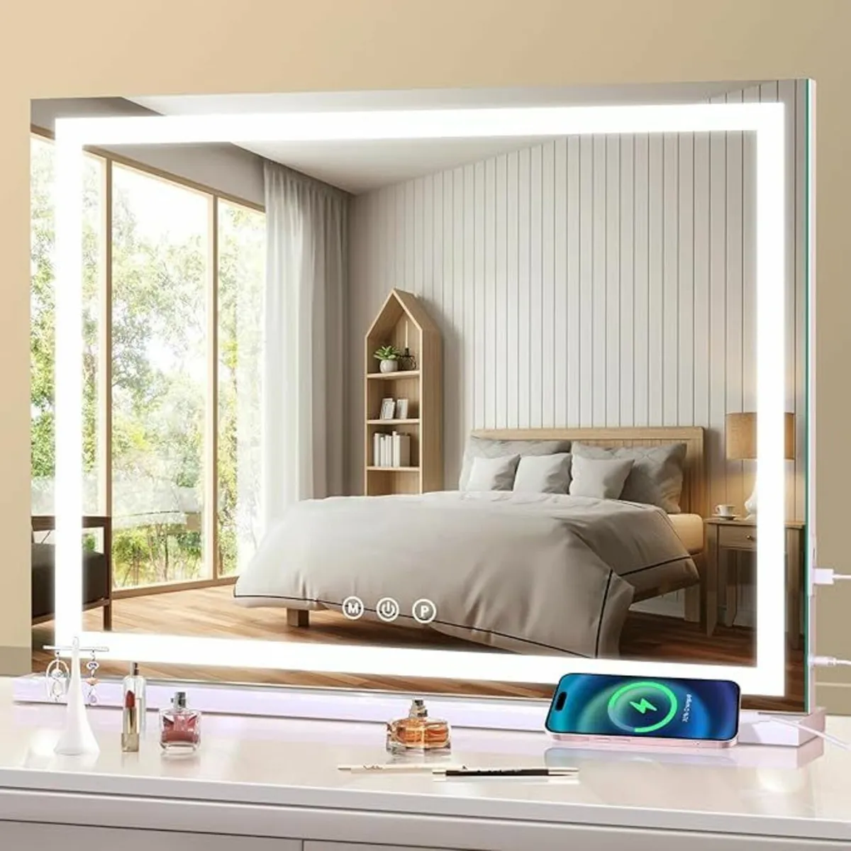 Hollywood Vanity Mirror & Lights, 58 x 48cm - Image 1