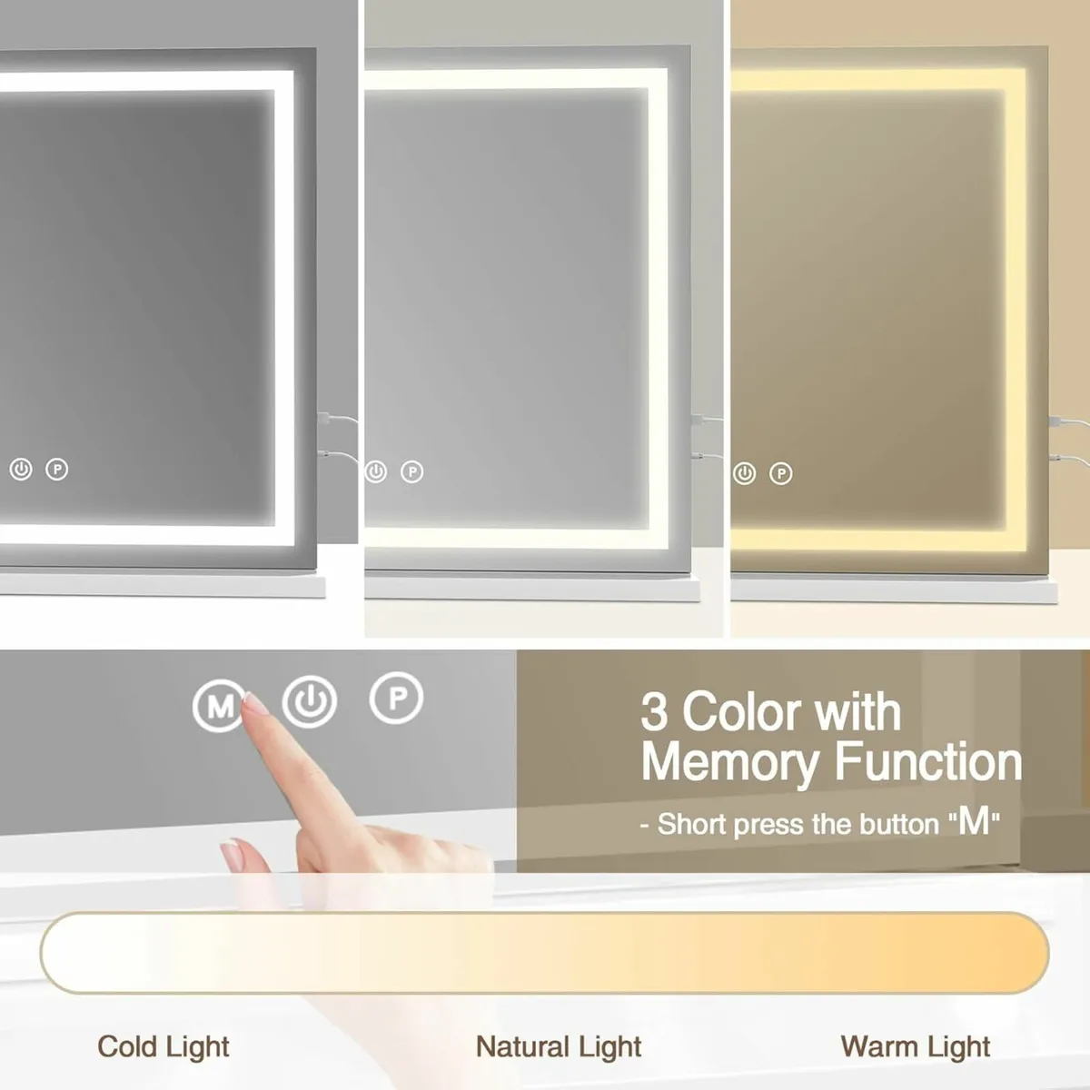 Vanity Large Makeup Mirror LED Lights 80x60cm - Image 2