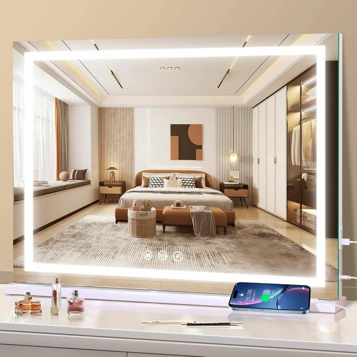 Vanity Large Makeup Mirror LED Lights 80x60cm - Image 1