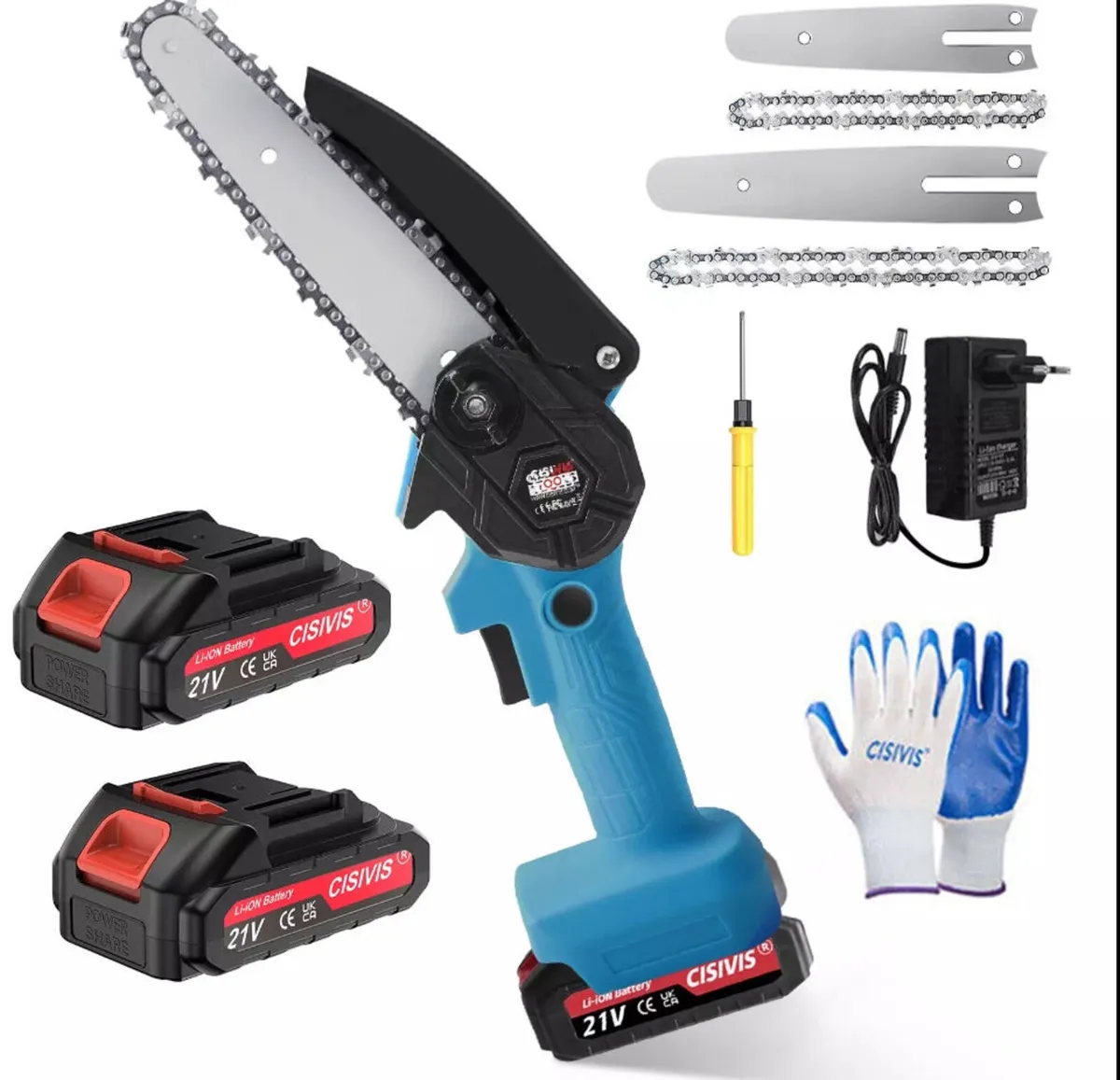 NEW Mini Chainsaw 4” & 6” with 2 Batteries - Image 1