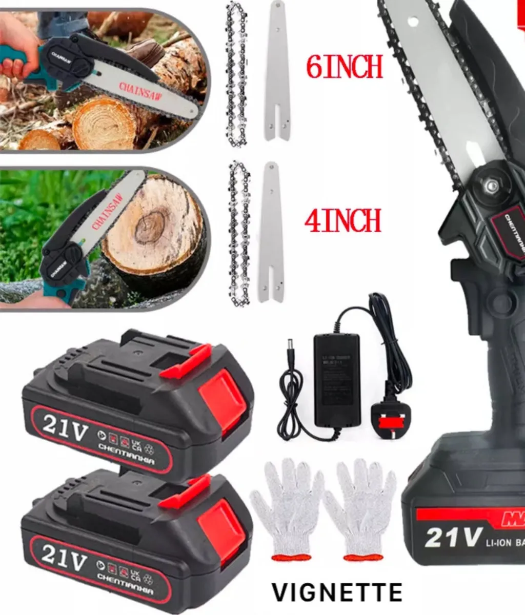 NEW Mini Chainsaw 4” & 6” with 2 Batteries - Image 4