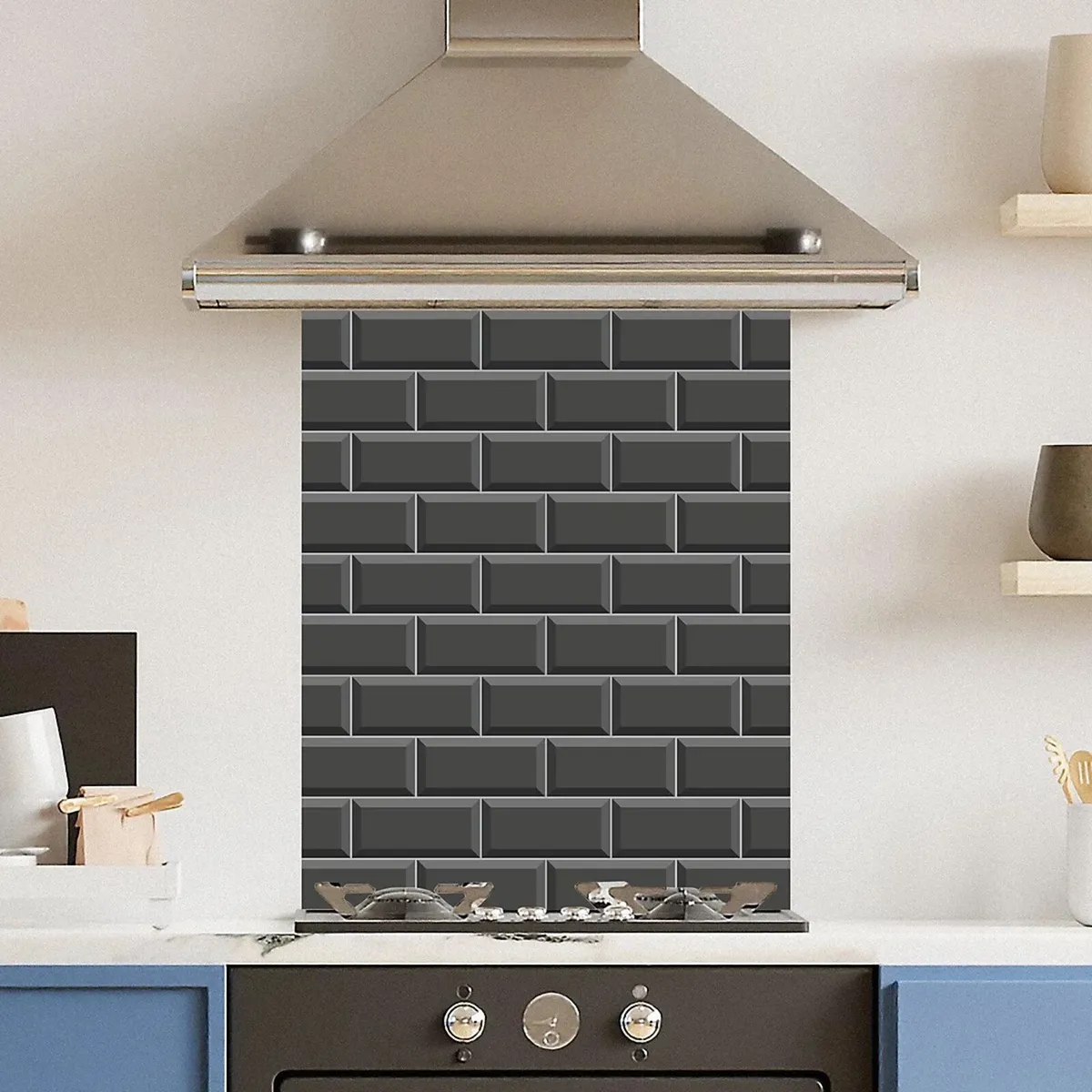 Kitchen Mini Splashback Grey Metro Tile Above Oven - Image 2