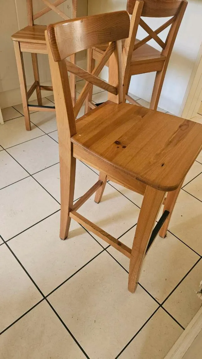 Ikea Ingolf Pine bar stools (4 for sale) - Image 1