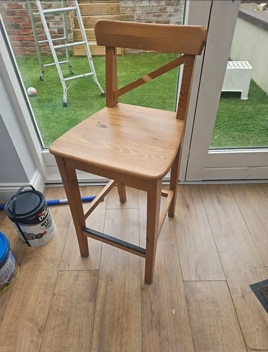 Ikea Ingolf Pine bar stools (4 for sale) - Image 2
