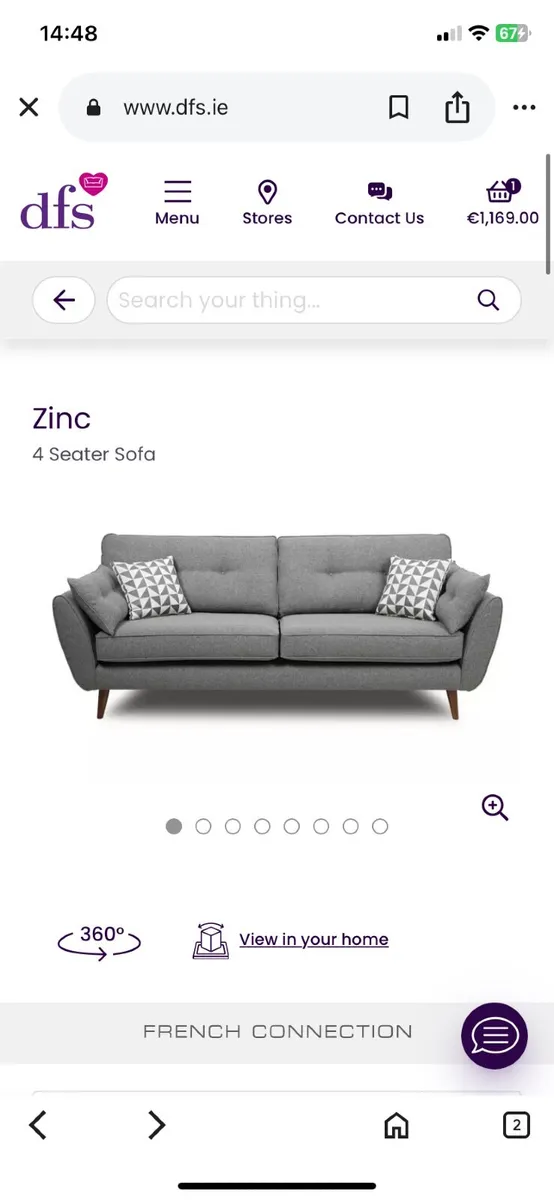 DFS French Connection sofa and footstool - Image 1
