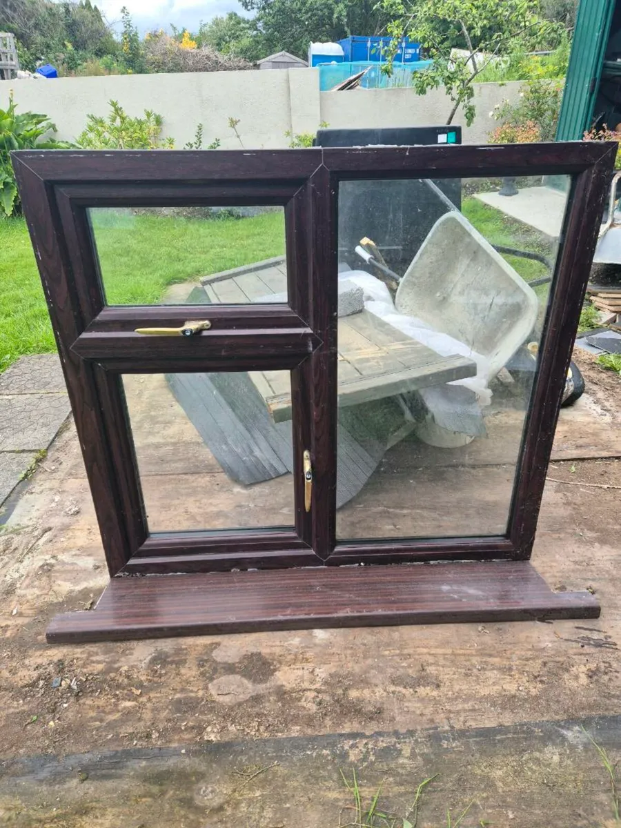 2 teak double glazed windows with matching windows - Image 1