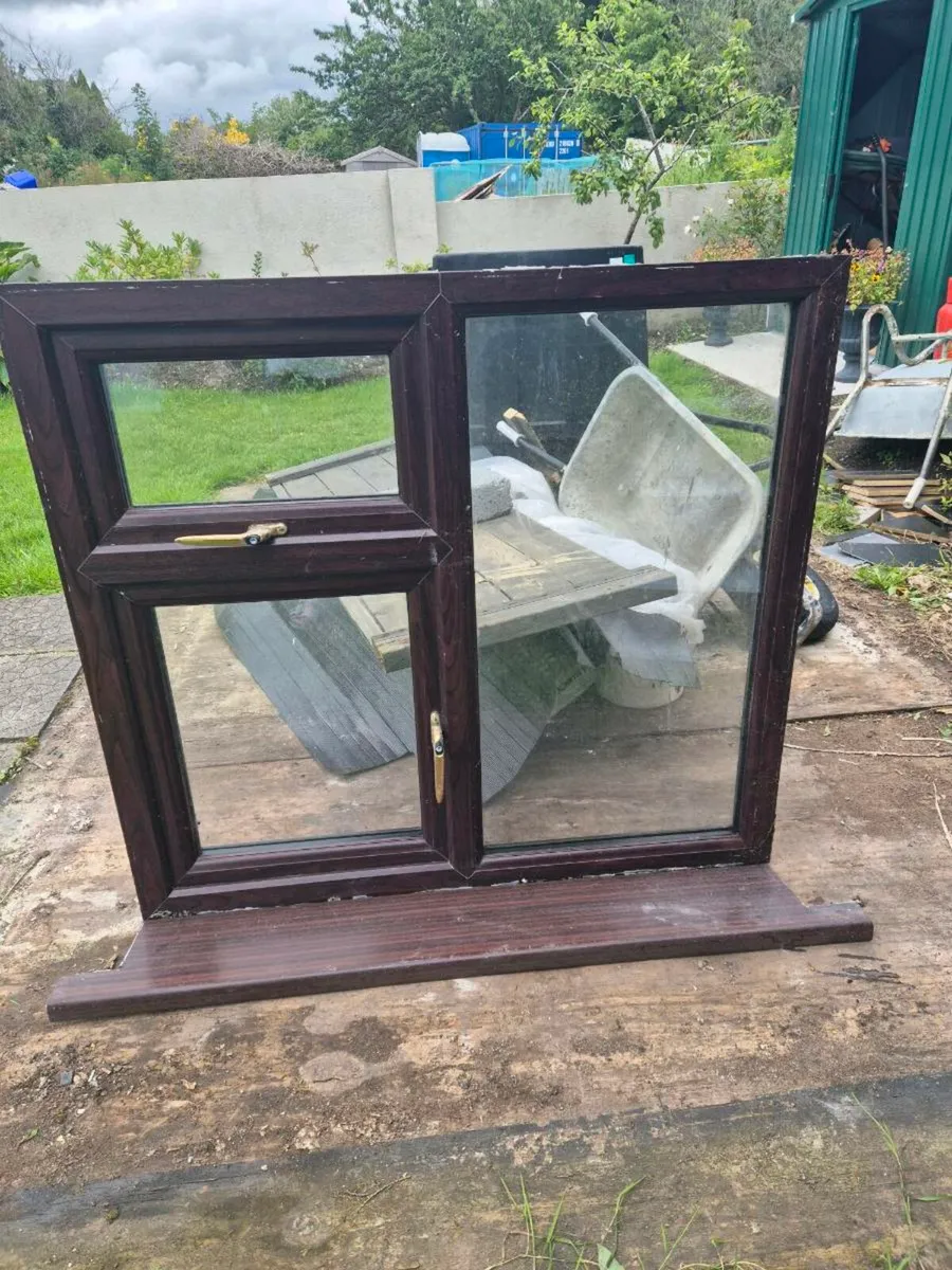 2 teak double glazed windows with matching windows - Image 2