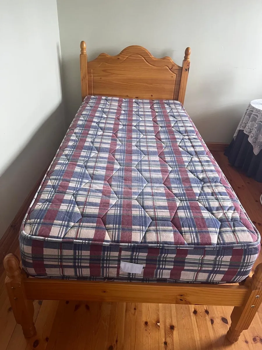 Pine Single Bed with Mattress & Headboard