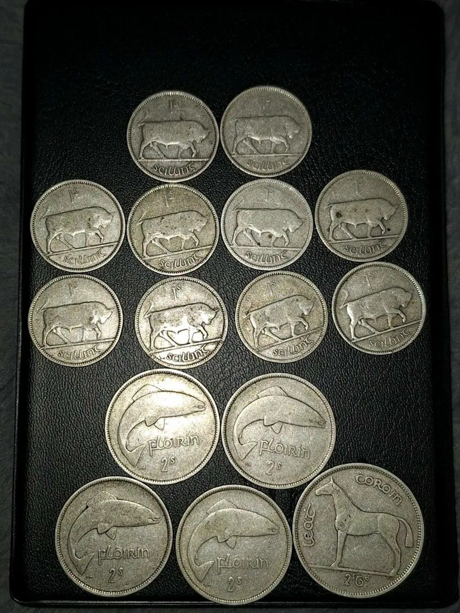 23 Irish silver coins, florin,shilling, half crown - Image 4