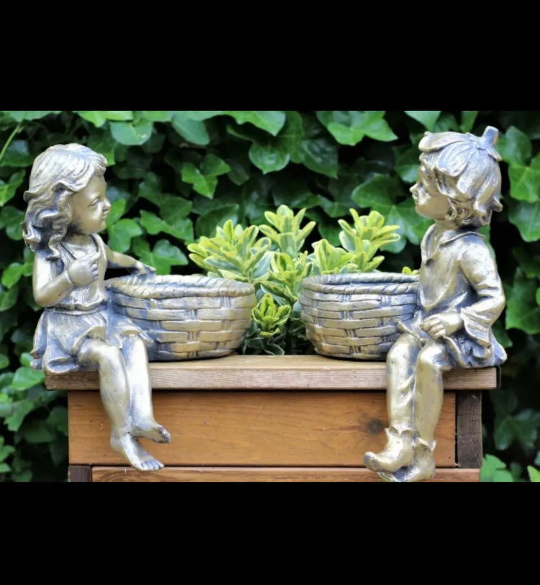 Garden Ornament Planters Cherubs Boy Girl - Image 3