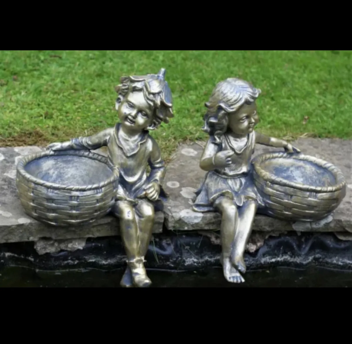 Garden Ornament Planters Cherubs Boy Girl - Image 4