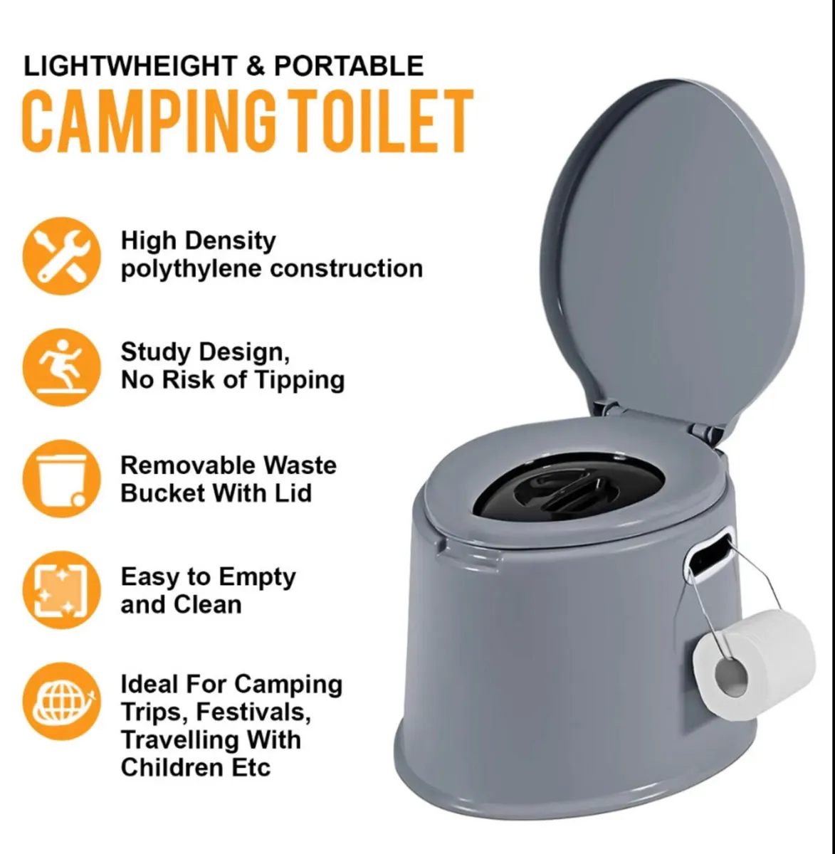 6 Litre Portable Camping Toilet Compact Loo - Image 1
