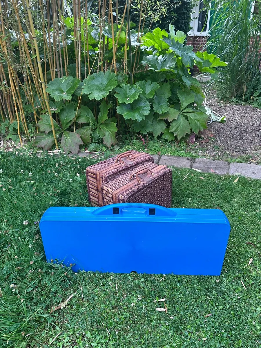 Picnic table, baskets, supplies, windbreak - Image 3