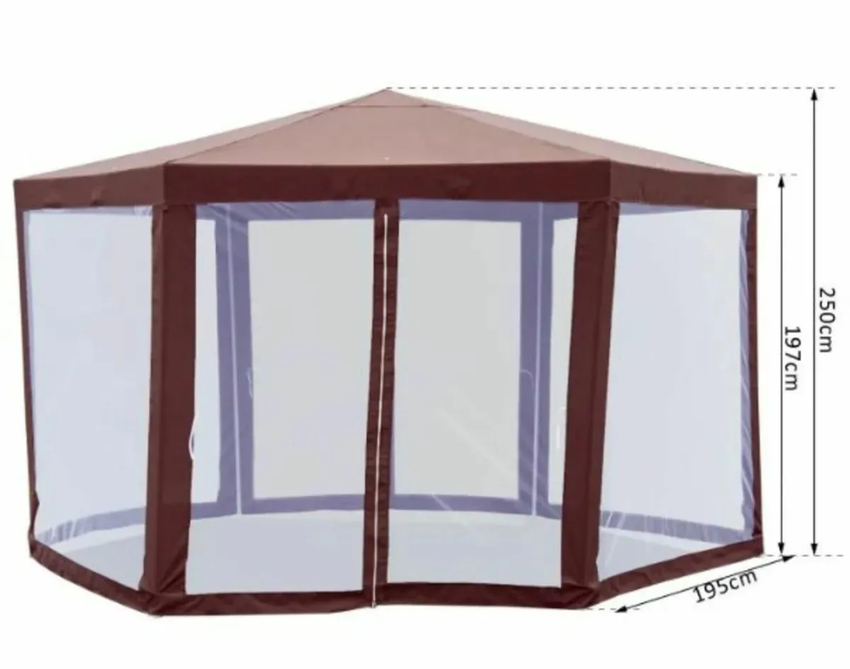 Garden Gazebo with Mosquito Net – Brown Outdoor - Image 2
