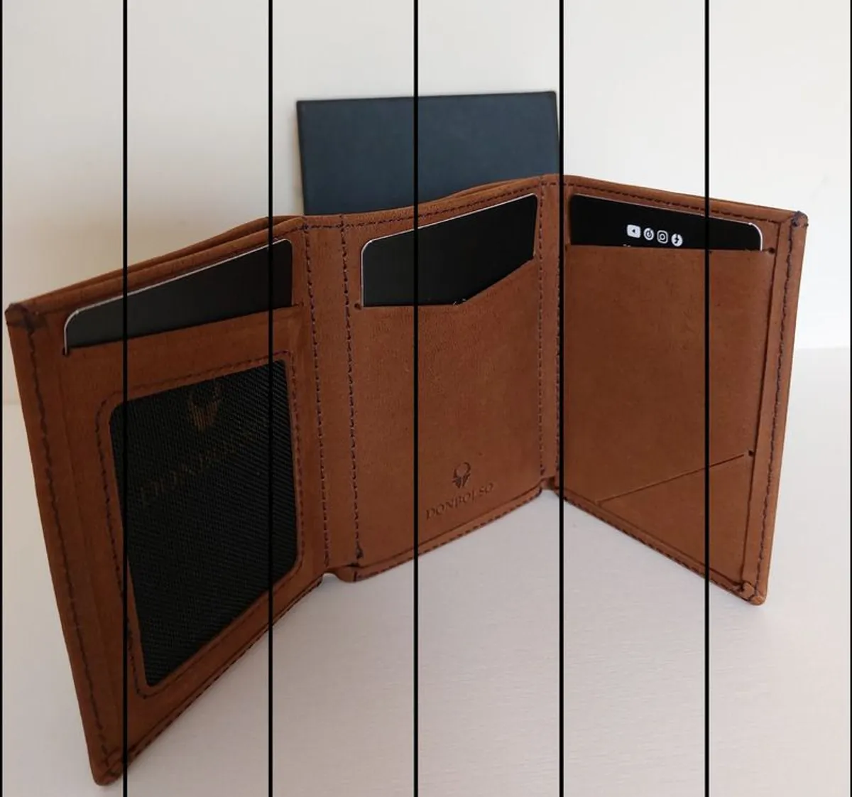 "Donbolso" Men's Tri-Fold Leather Wallet With Coin Pocket - Image 2