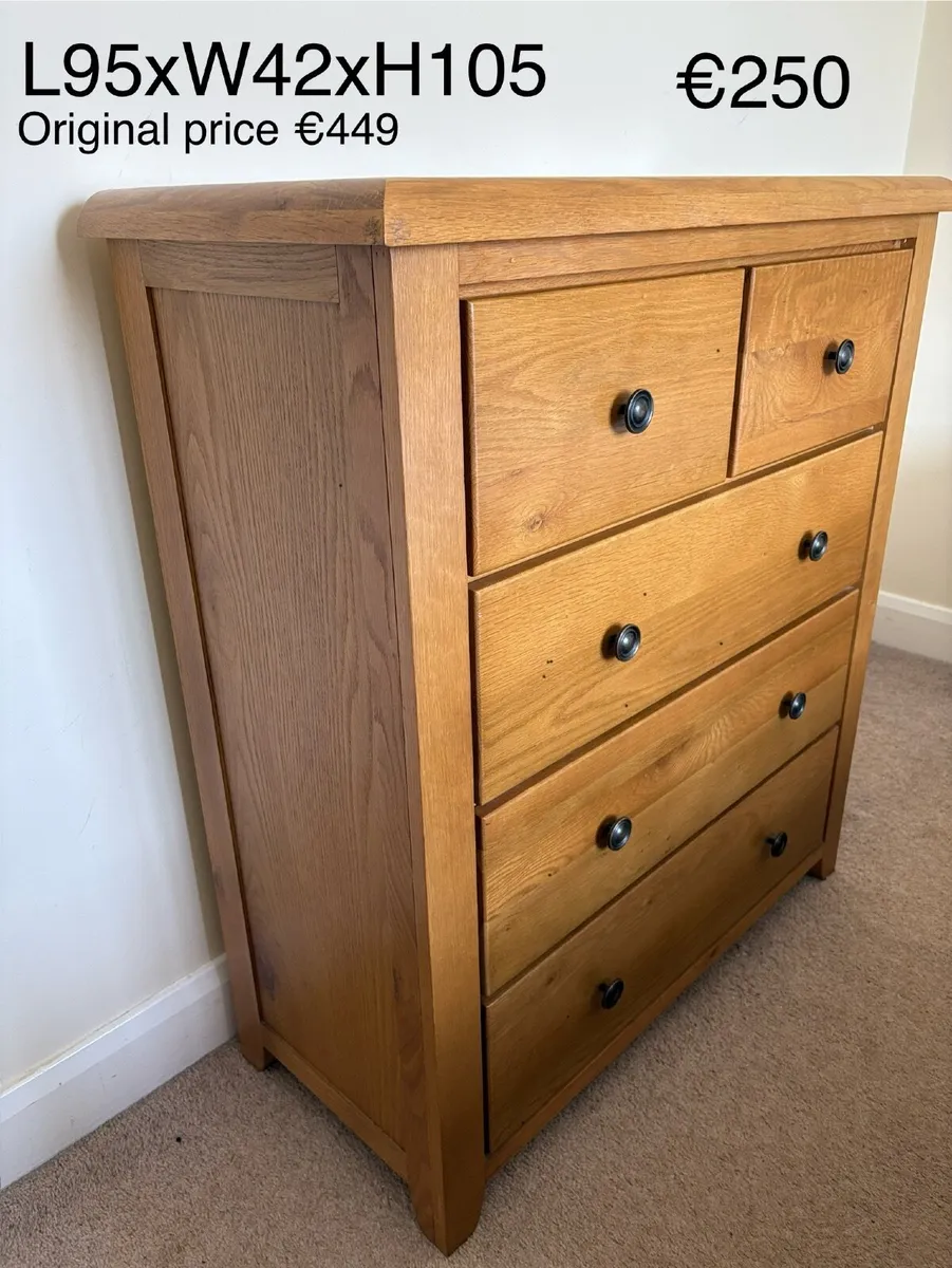 Solid Oak Chest of Drawers - Image 1