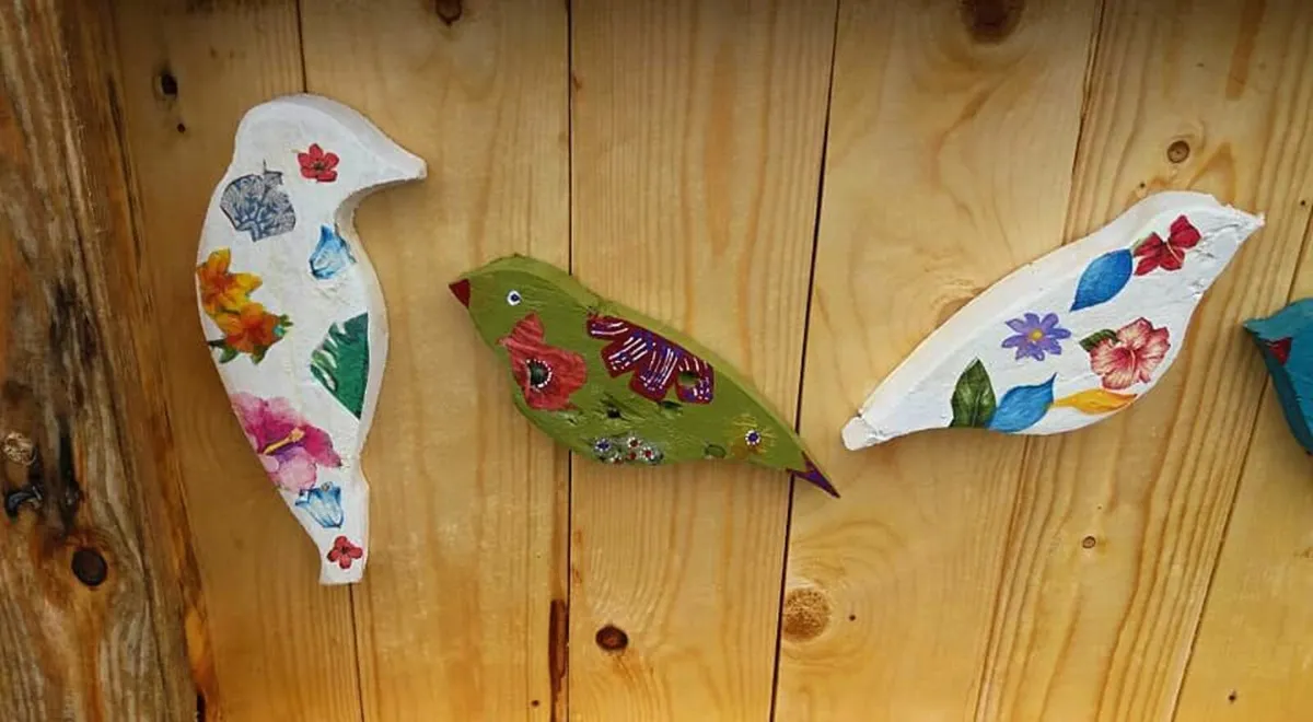 Rustic Quirky Birds Shadow Box - Image 1