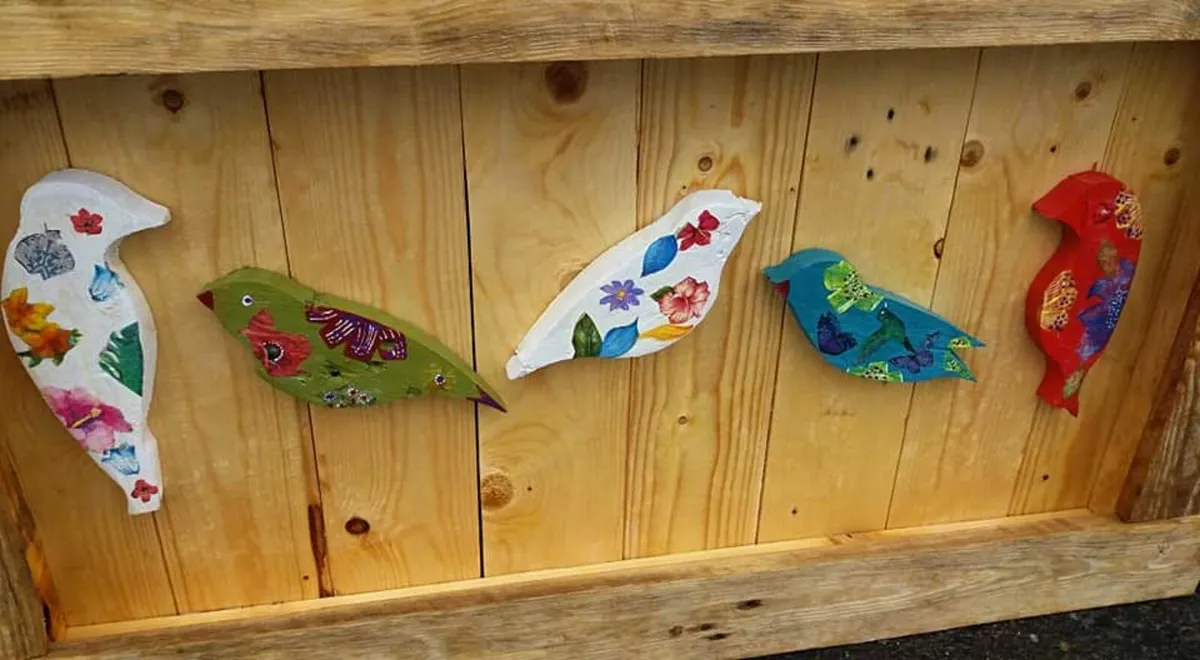 Rustic Quirky Birds Shadow Box - Image 4