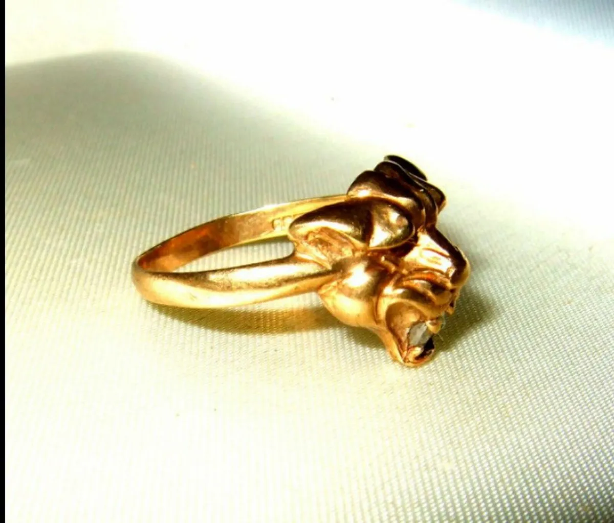 Vintage Hallmarked 9ct Gold Panther Ring - Image 2