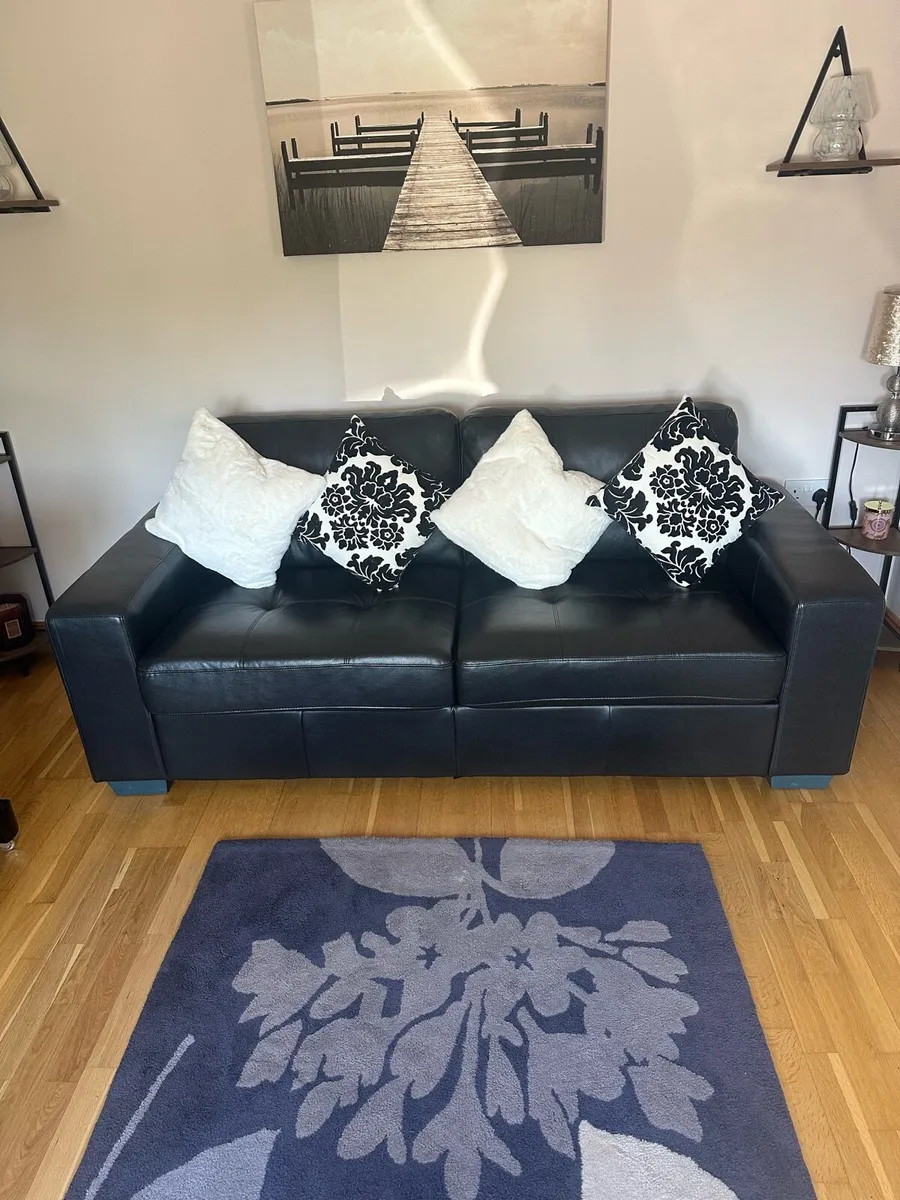 Faux Leather 3 seater Sofa Bed - Image 1