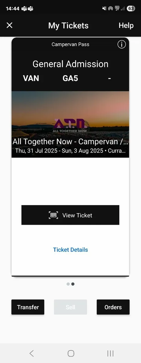 ATN All Together Now Campervan ticket