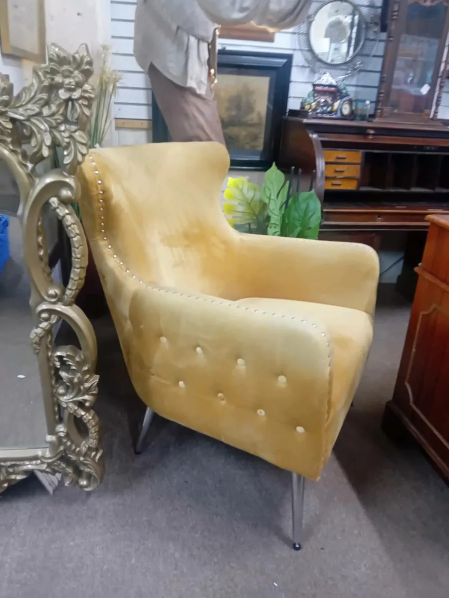 Plush Yellow Velvet Armchair