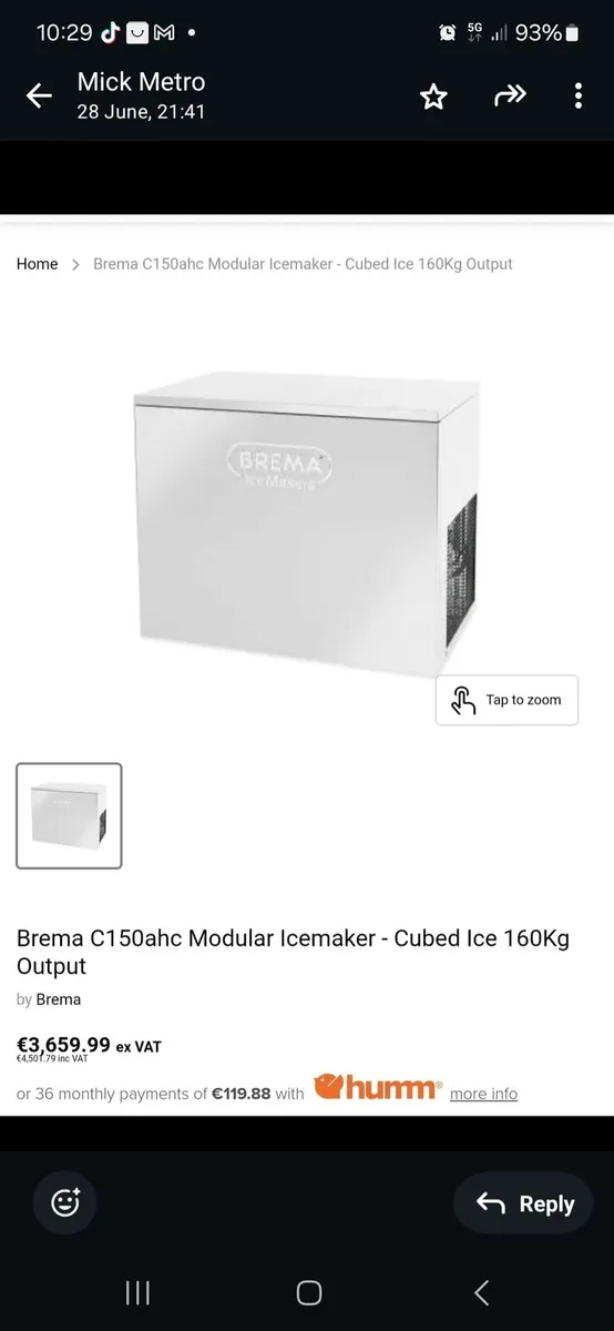 Ice machine with extra large drum (1year old) - Image 2