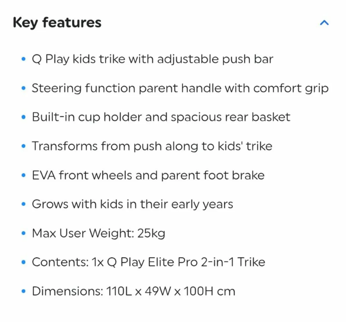 QPlay Elite Pro 2-in-1 Trike Push Bar Black - Image 3