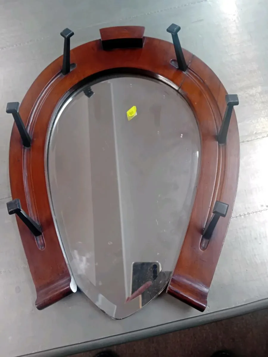 Vintage Wood Frame Horshoe Mirror