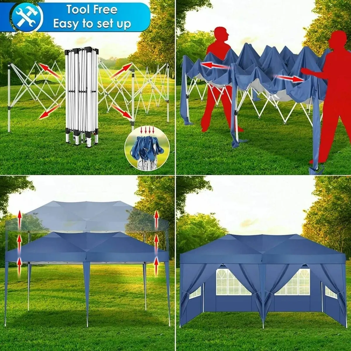 Gazebo Popup Garden Tent 3x6m Folding Shelter - Image 3