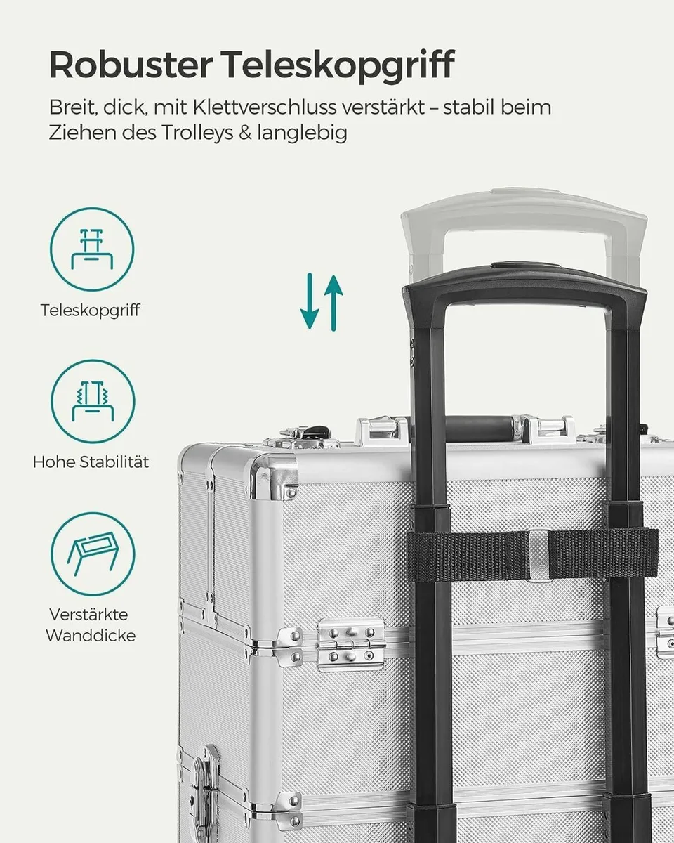 Makeup Trolley Case 4-in-1 Aluminum Travel Box - Image 3
