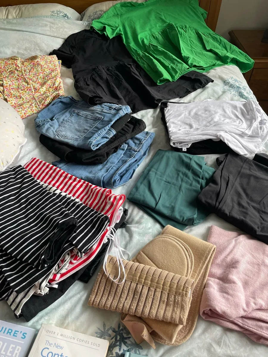 Size 12-14 Maternity clothes & books - Image 1
