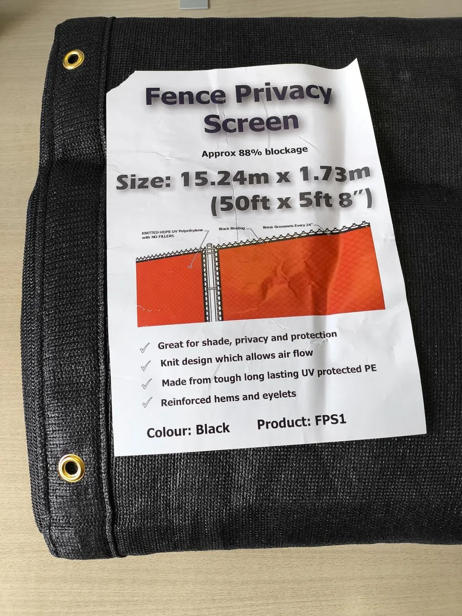 Privacy  Fence Screens 1.7m x 15.2m  Black 170 gsm - Image 2