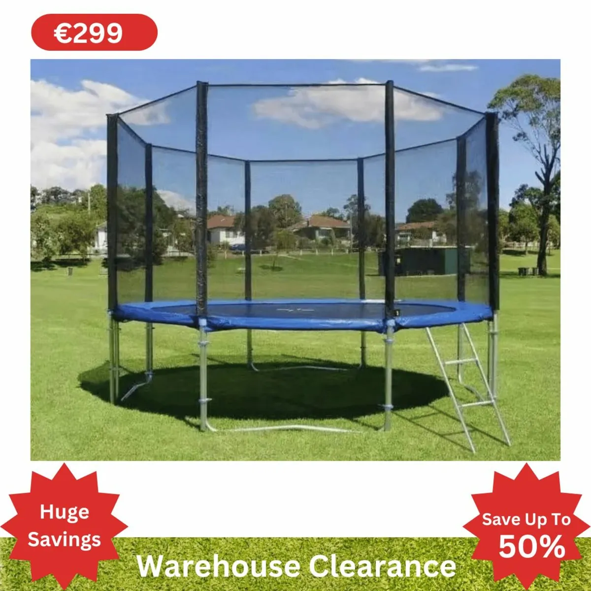 12ft Trampoline with Ladder,Net and Tie Down Kit