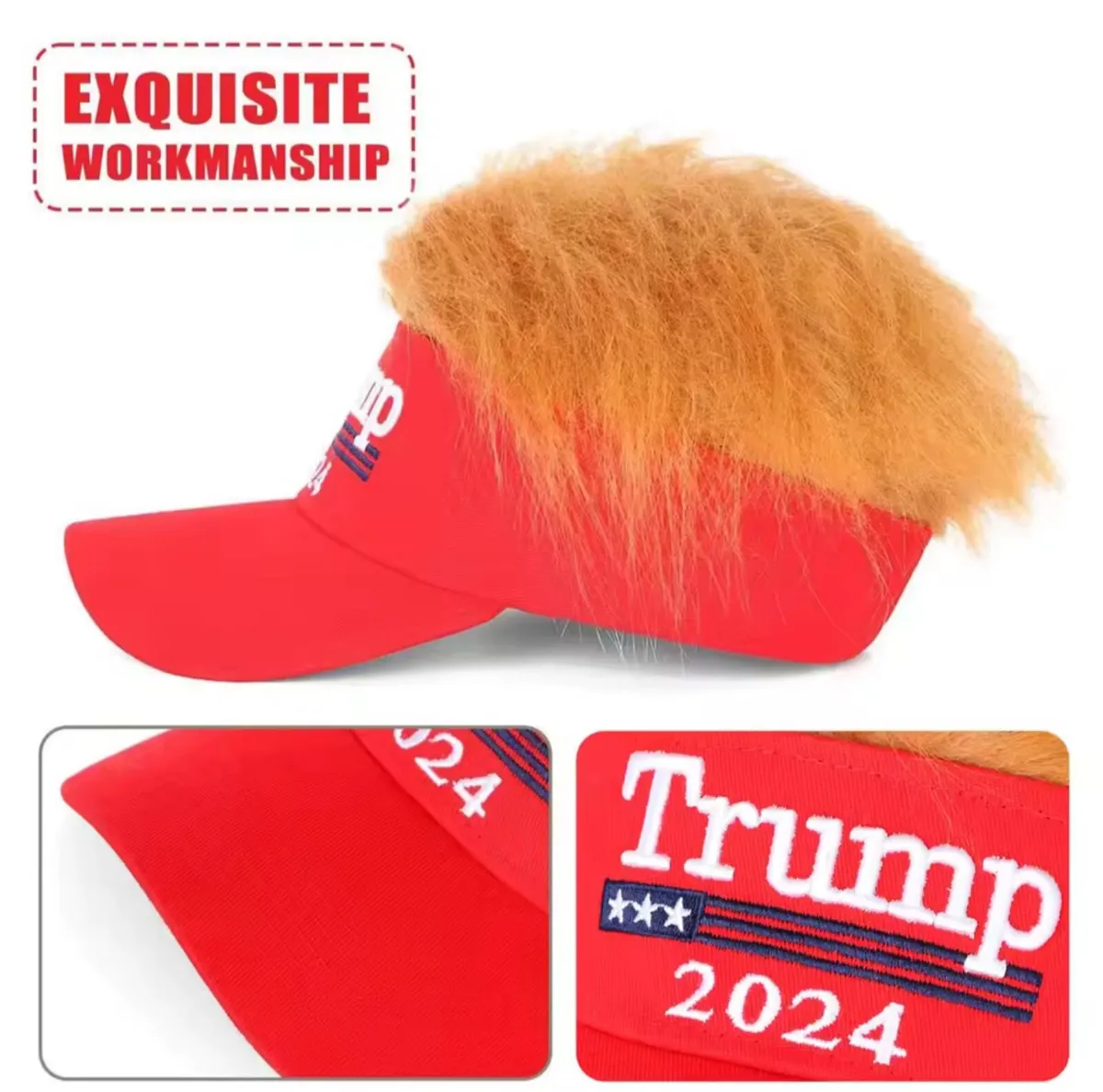 Trump Hats with Wigs 2024 Donald Trump Merchandise - Image 3