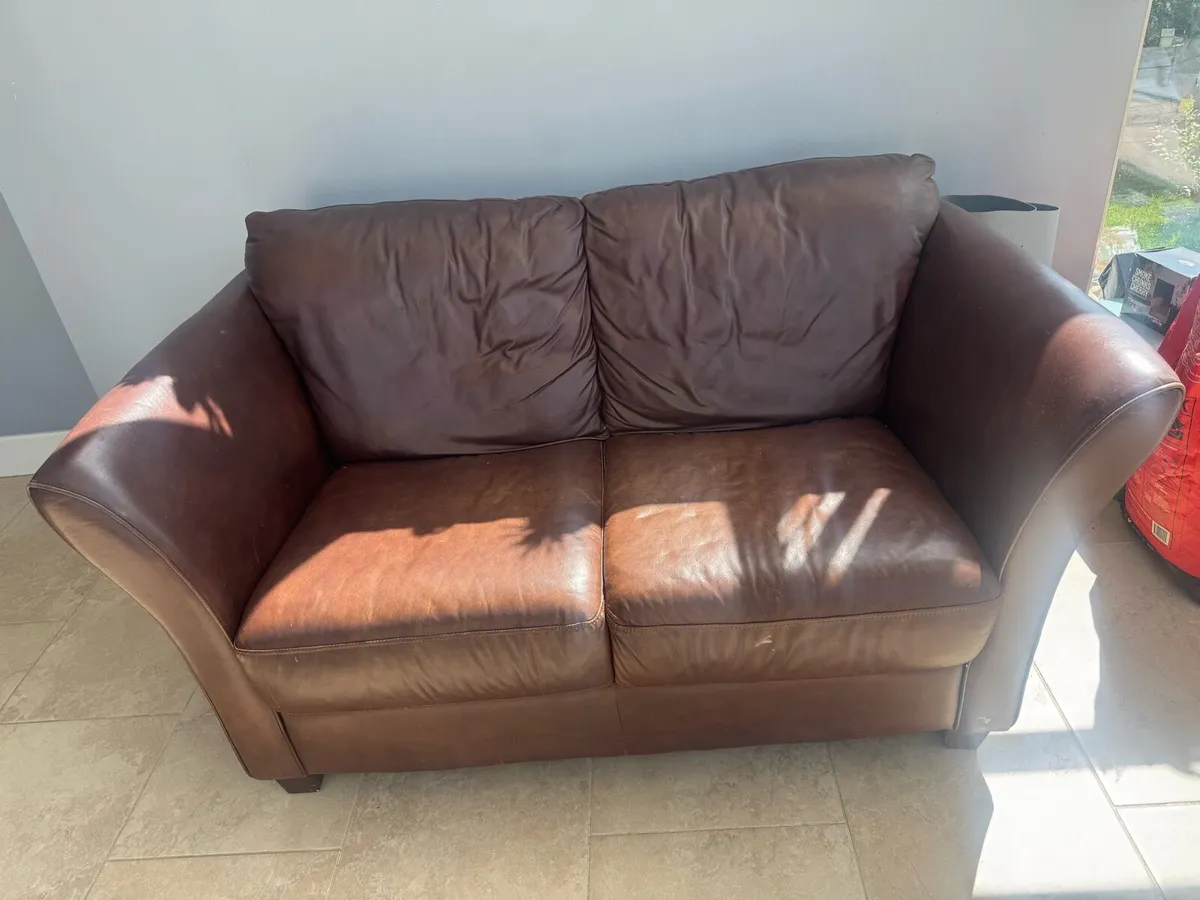 Brown Italian Leather Sofa - Image 1
