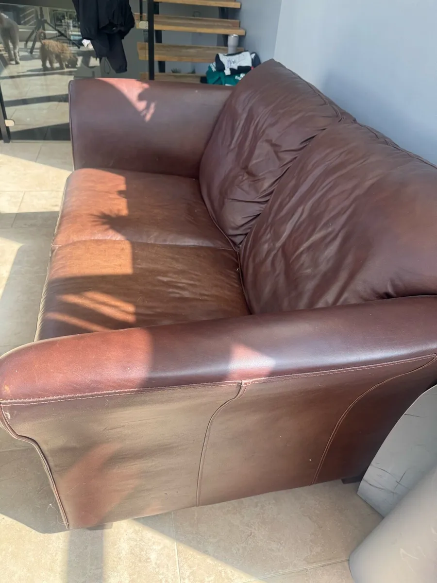 Brown Italian Leather Sofa - Image 2