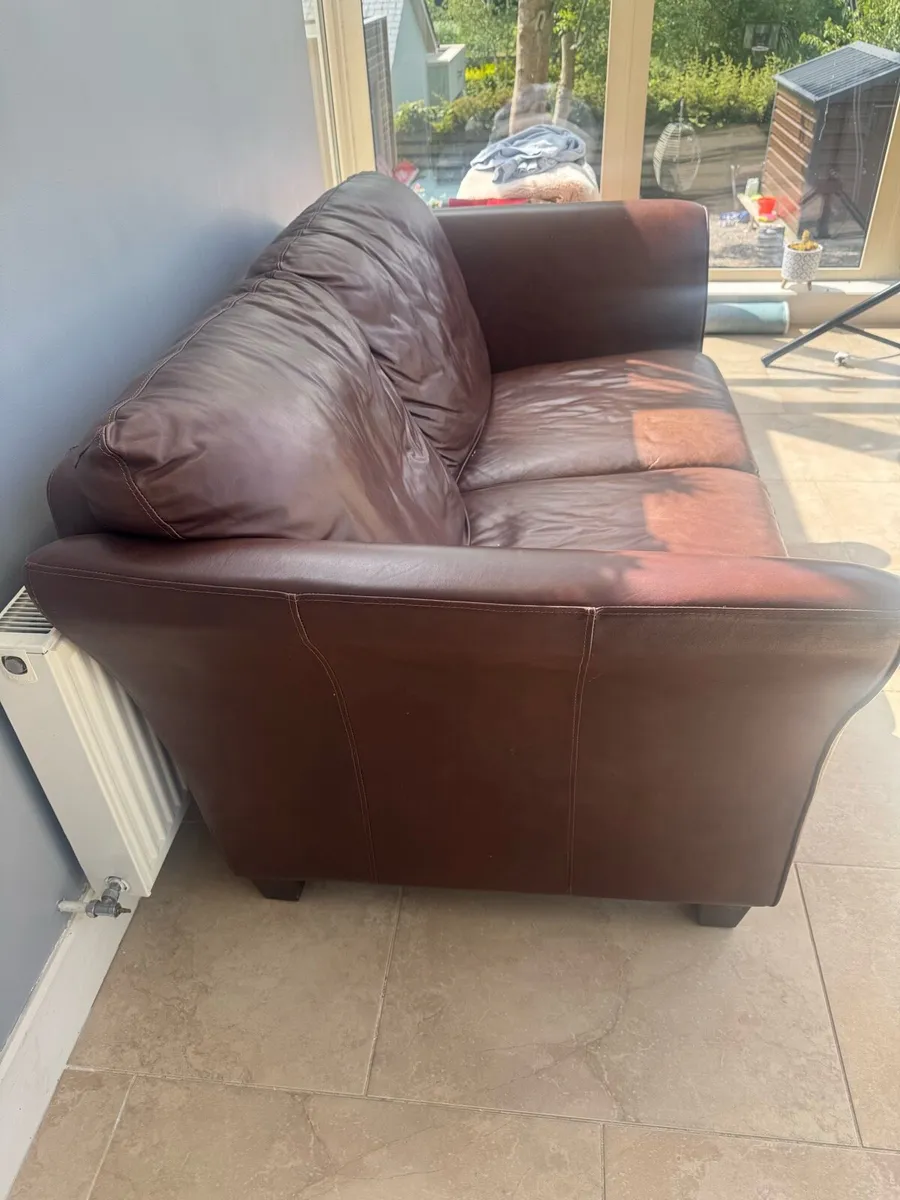 Brown Italian Leather Sofa - Image 3