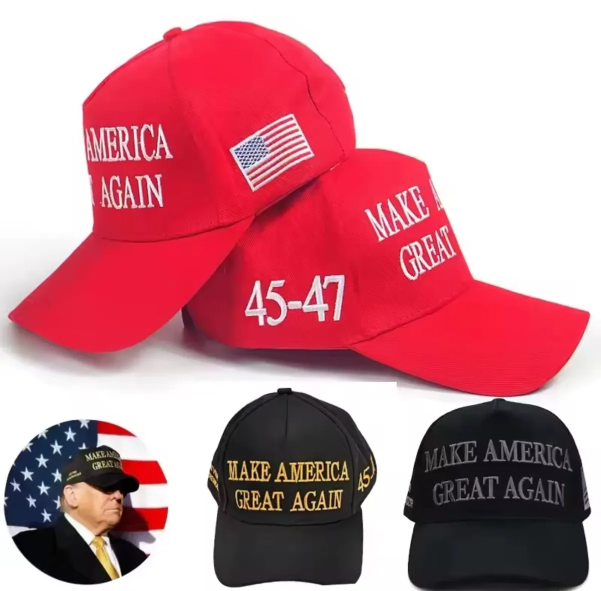 Donald Trump Cap 45-47 President Hat USA Snapback - Image 1