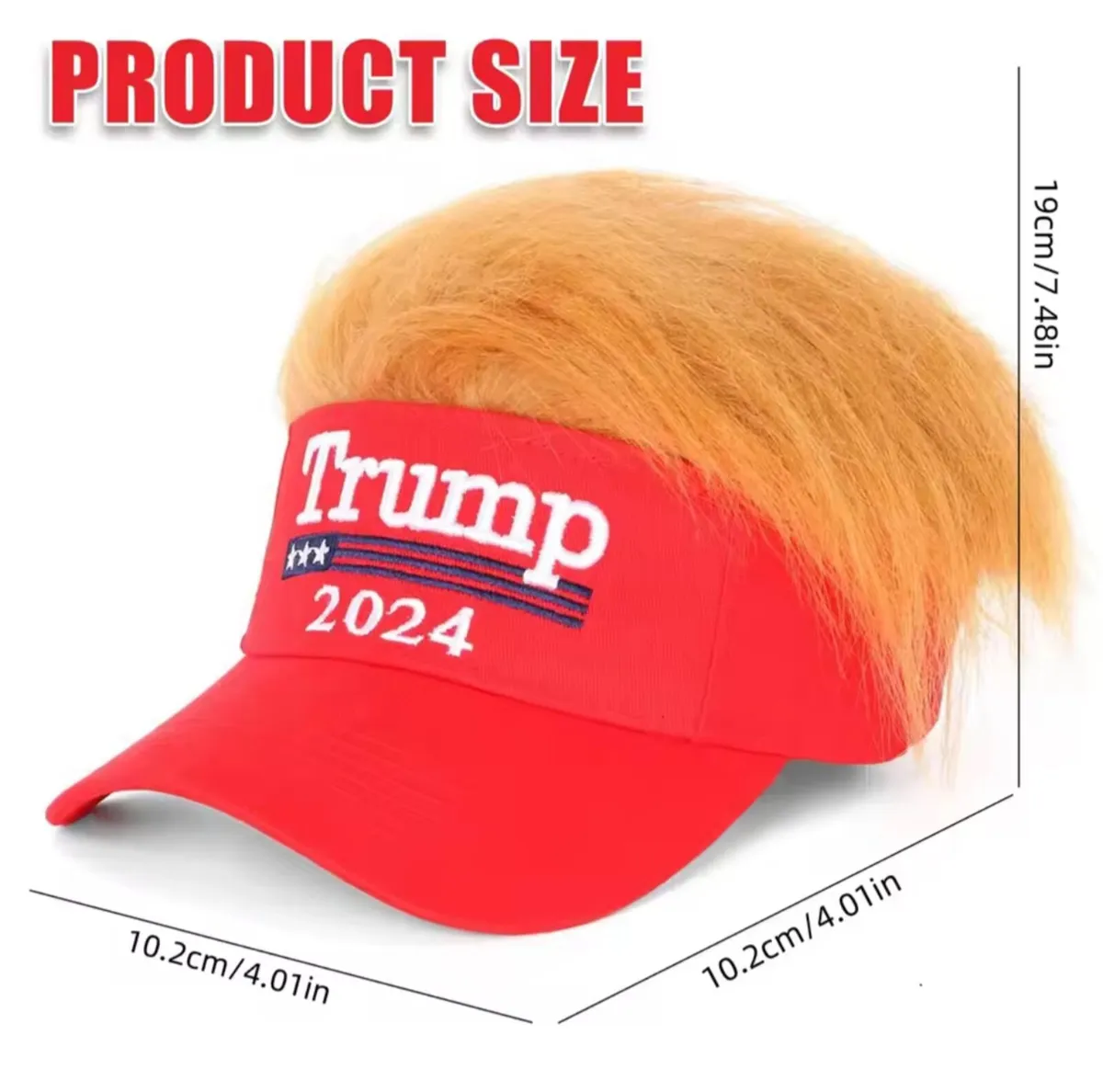Trump Hats with Wigs 2024 Donald Trump Merchandise - Image 2