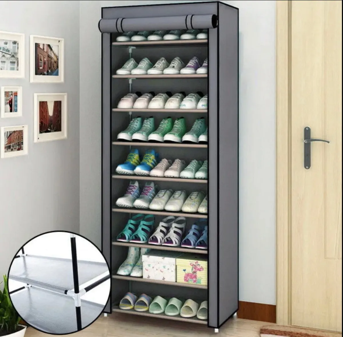 Dustproof Metal Frame Canvas Shoe Rack NEW - Image 1