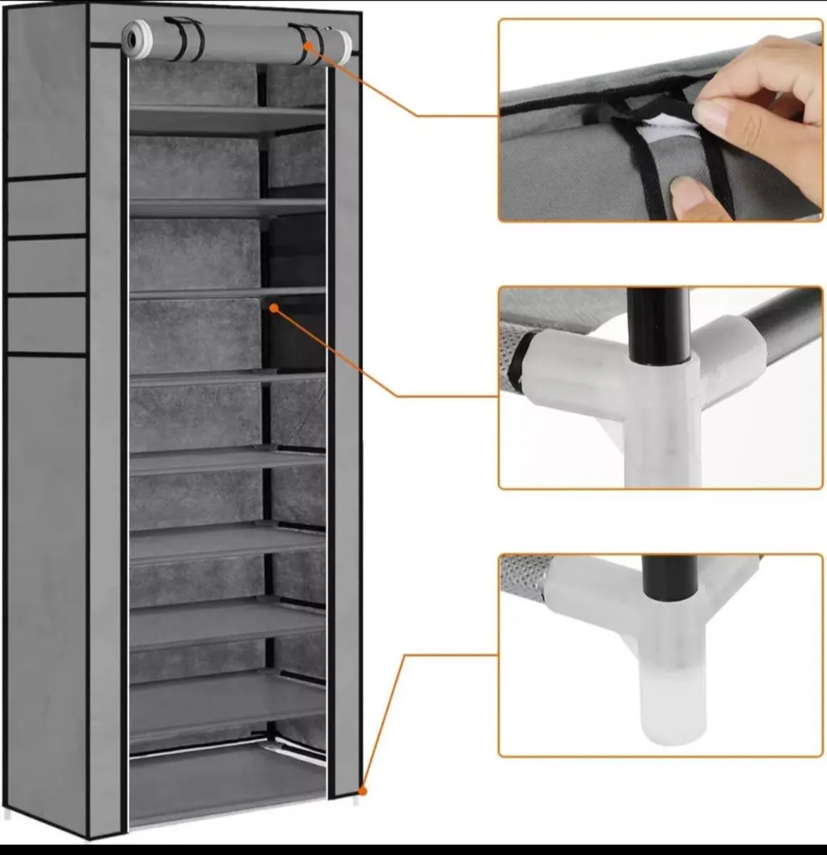Dustproof Metal Frame Canvas Shoe Rack NEW - Image 2