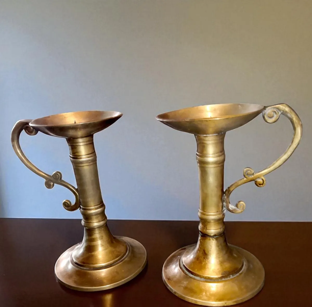 Pair of brass candlesticks 20cm - Image 1