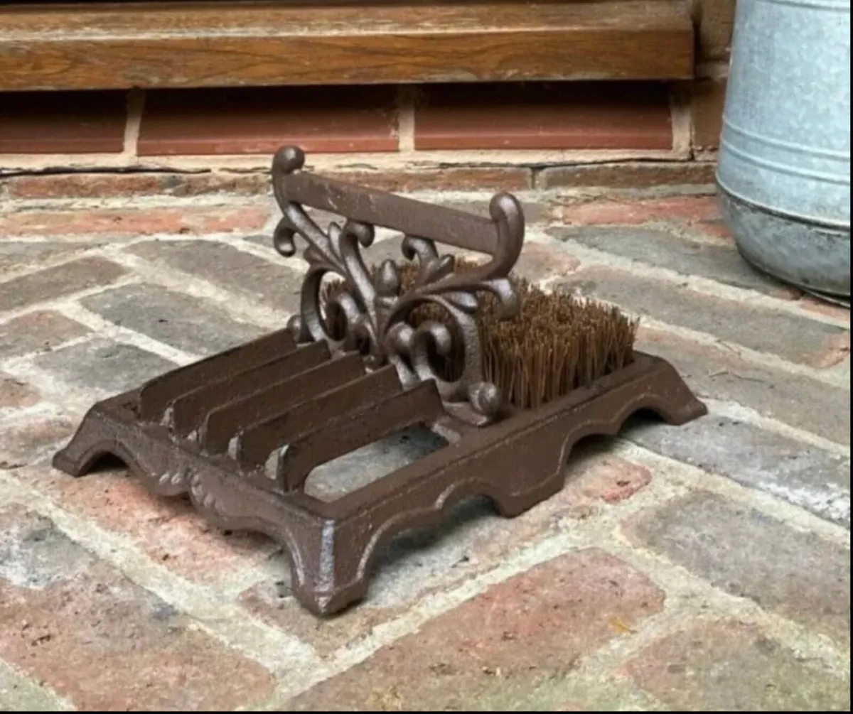 Vintage Style Cast Iron Boot Scraper & Brush - Image 1