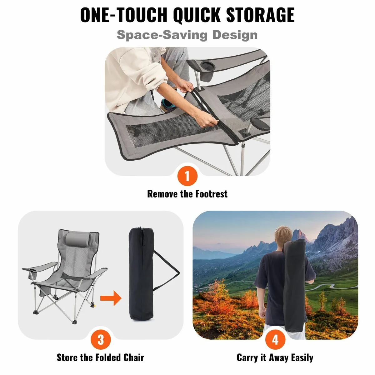 Reclining Camping Chair Folding Chair 330 lbs Load - Image 4