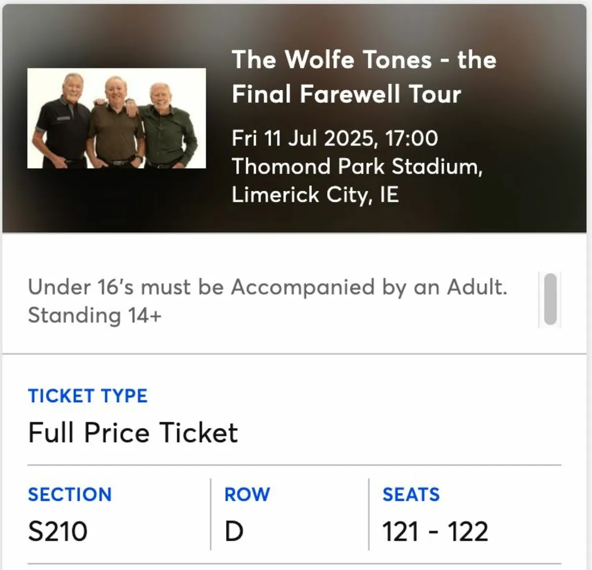 Wolfe Tones Concert Tickets