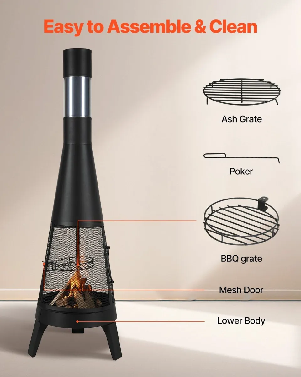 20 In Chiminea Outdoor Wood Burning Firepit - Image 4